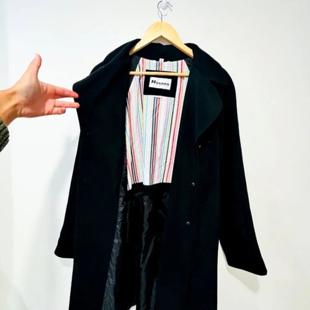 NYGARD‎ COLLECTION Black Button Front Belted Trench Coat Large - Picture 12 of 12
